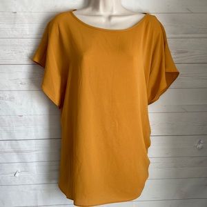MICHAEL Michael Kors Size 0X Mustard Yellow-Orange Cap Sleeve Top Blouse